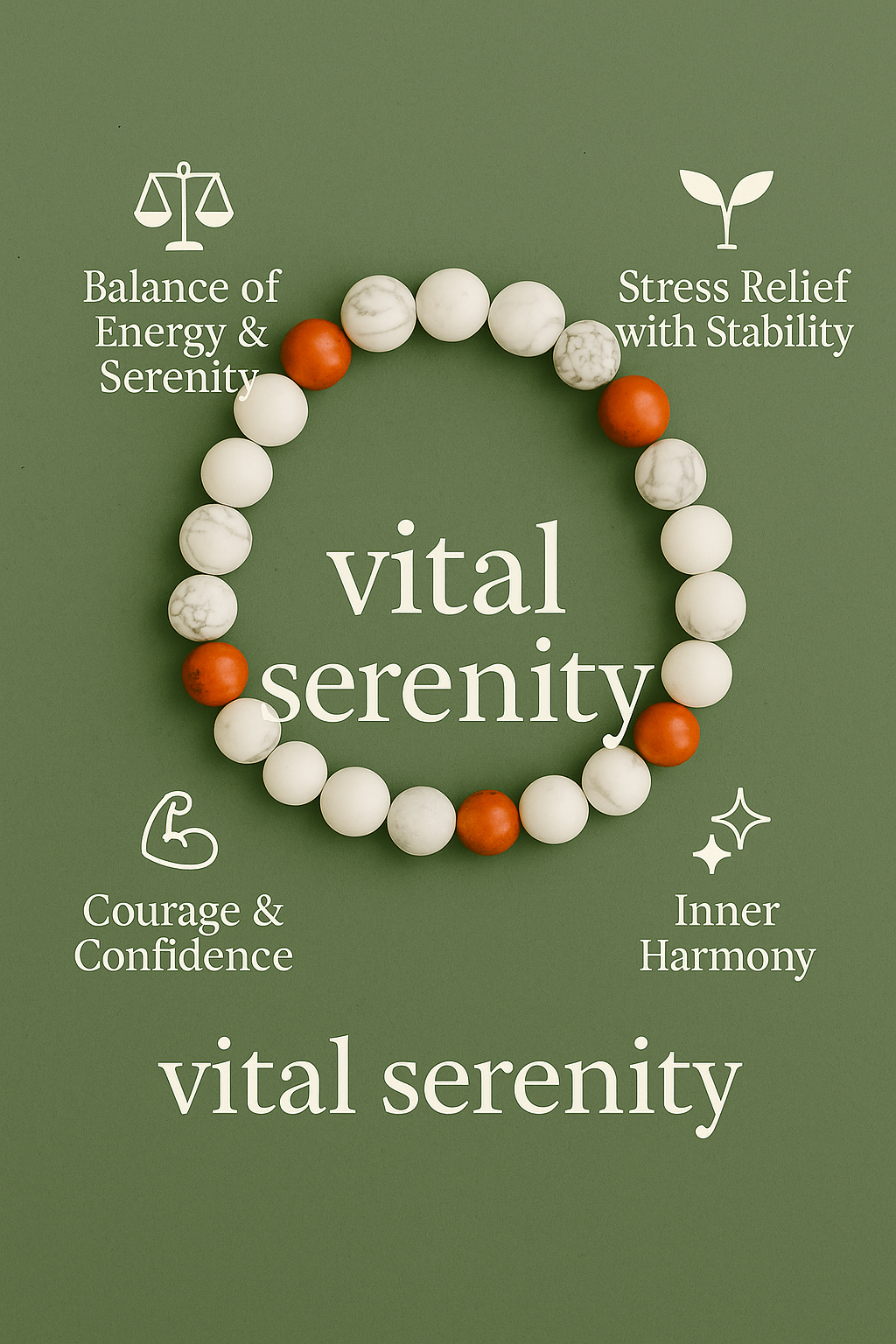 Vital Serenity Bracelet – Howlite & Red Jasper