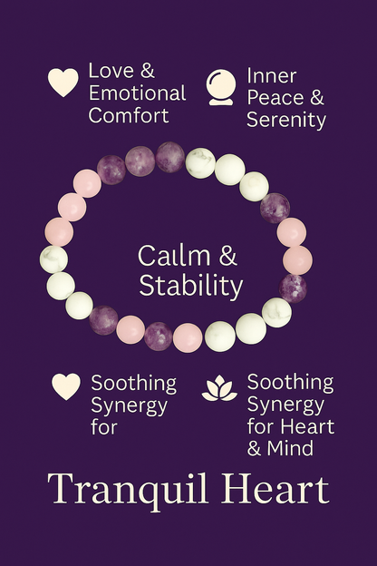 Tranquil Heart Bracelet – Rose Quartz, Amethyst & Howlite