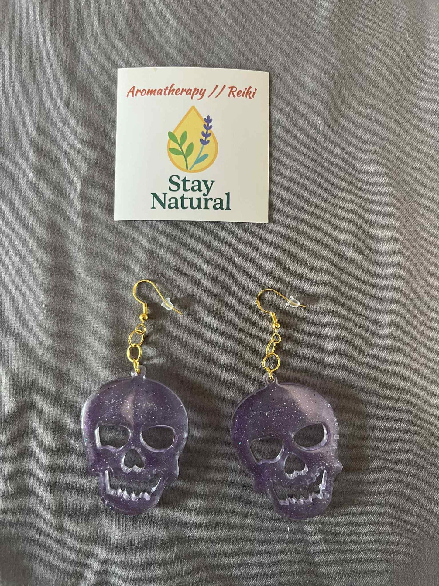💀 Skull Earrings in Bio-Based Resin – Handmade Halloween Edition