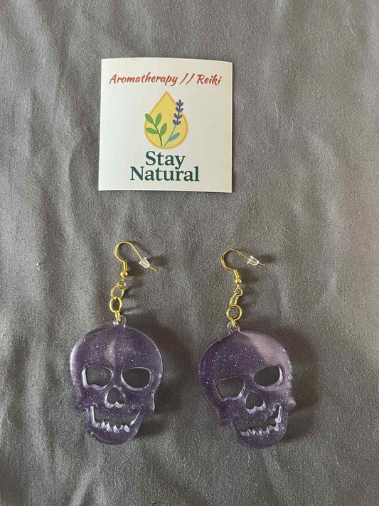 💀 Skull Earrings in Bio-Based Resin – Handmade Halloween Edition