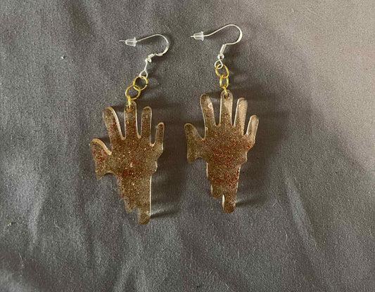 🧟‍♂️ Zombie Hand Earrings in Bio-Based Resin – Handmade Halloween Edition