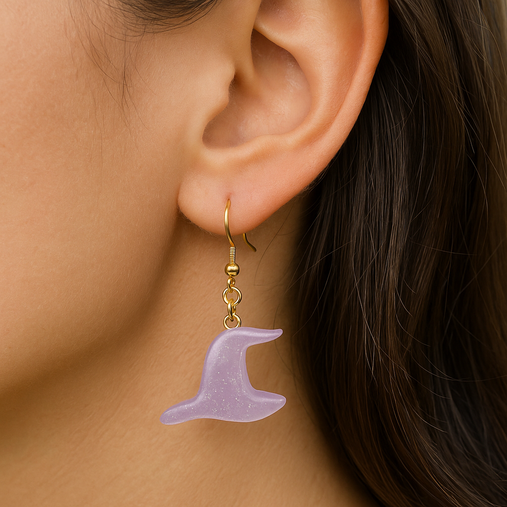 🧙‍♀️ Witch Hat Earrings in Bio-Based Resin – Handmade Halloween Edition