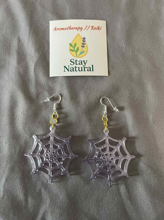 Spider Web Earrings in Bio-Based Resin – Handmade Halloween Edition