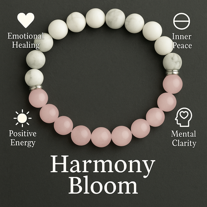 Harmony Bloom Bracelet – Howlite & Rose Quartz